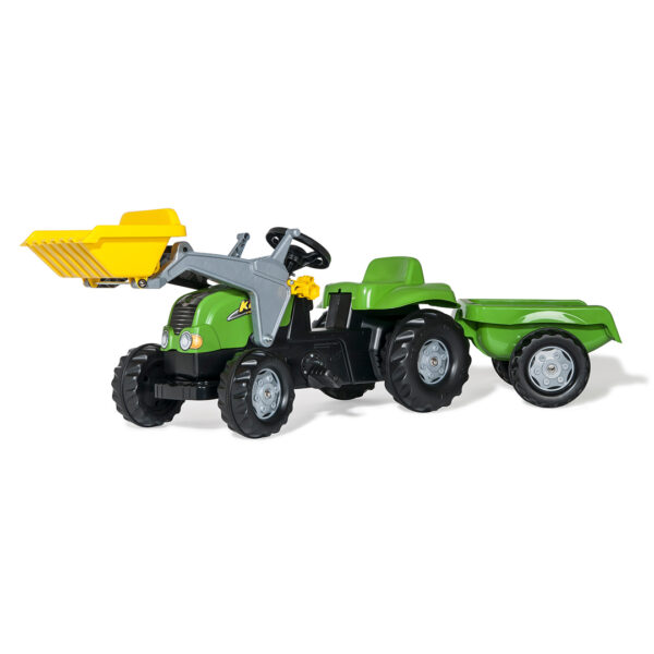 Tractor de Pedales rollyKid-X Verde con remolque y pala | Rolly Toys