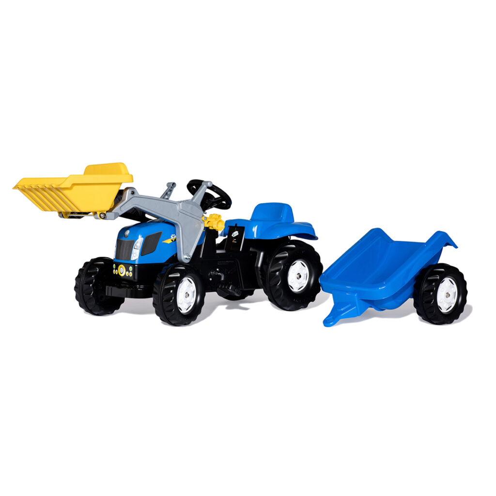 Tractor de Pedales rollyKid New Holland T7040 con pala y remolque