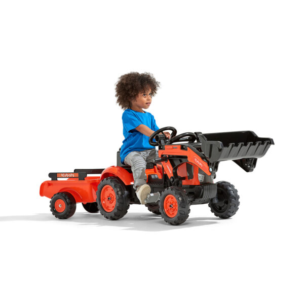 Tractor de pedales Kubota con pala y remolque