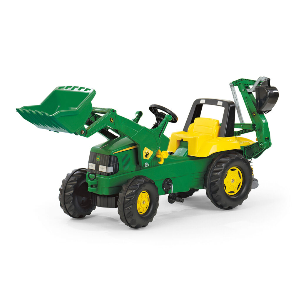 Tractor de Pedales rollyJunior John Deere con pala y excavadora | Rolly Toys