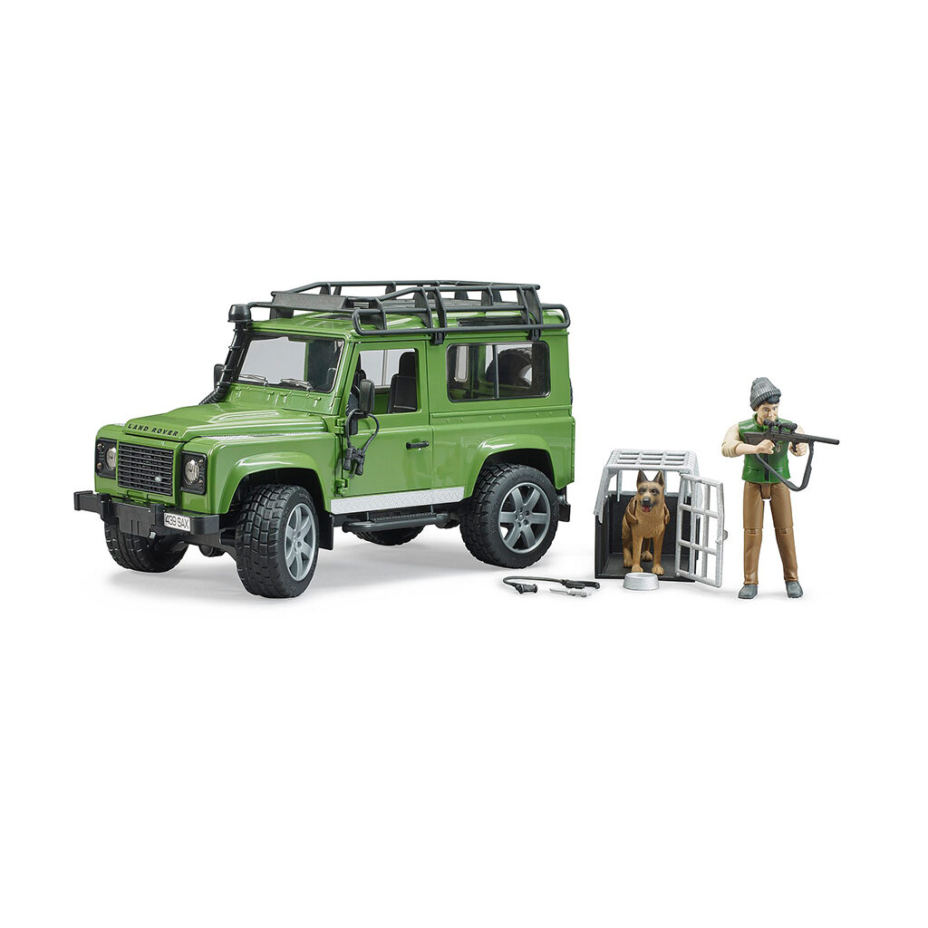 Todoterreno Land Rover Defender con forestal y perro - Ref. Bruder 2587