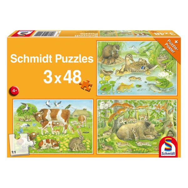 Puzzles La Familia de los Animales 3x48