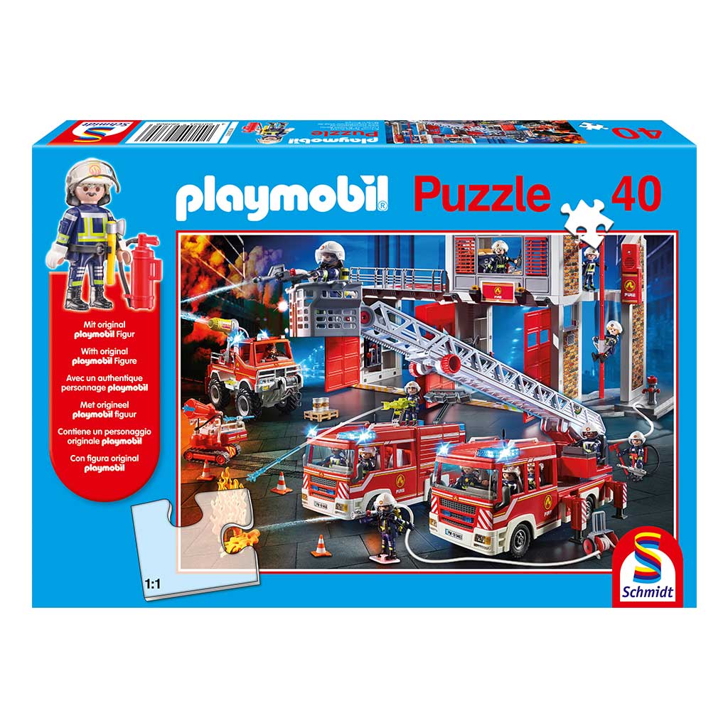 Puzzle Playmobil Bomberos al Rescate y Figura