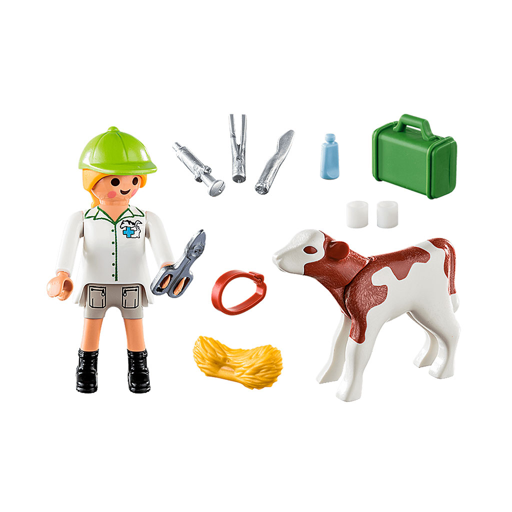 Veterinaria con Ternero Playmobil