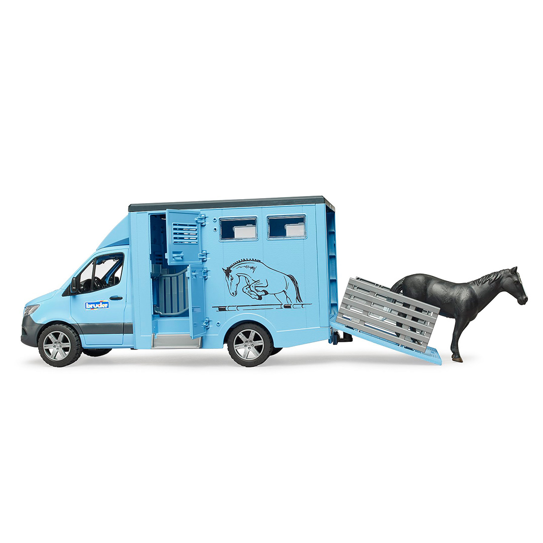 Furgoneta para Transporte Equino Mercedes Benz Sprinter Azul con Caballo – Ref. Bruder 2674