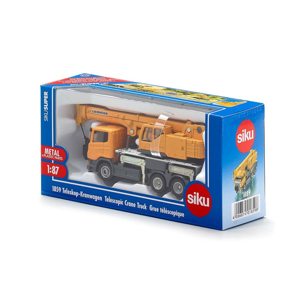 Camion Transporteur Avec Grue SIKU Super Serie 4310 – Échelle 1:55 – Jaune – Allemagne – Occasion