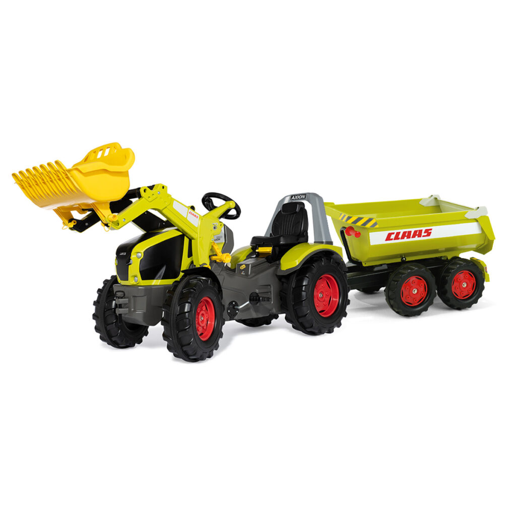 Tractor de Pedales rollyX-Trac Claas Axion 940 con Pala y Remolque de 2 Ejes | Rolly Toys 651092-122219
