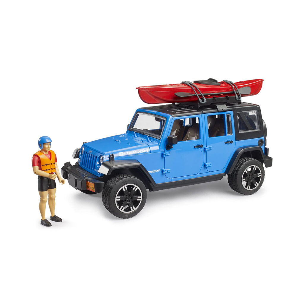 Todoterreno Jeep Wrangler Rubicon Unlimited con Kayak y Figura - Ref. Bruder 2529
