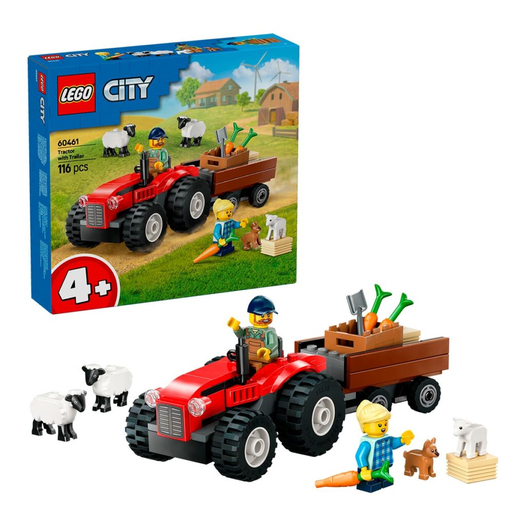 Tractor Rojo con Remolque y Oveja | Lego City 60461