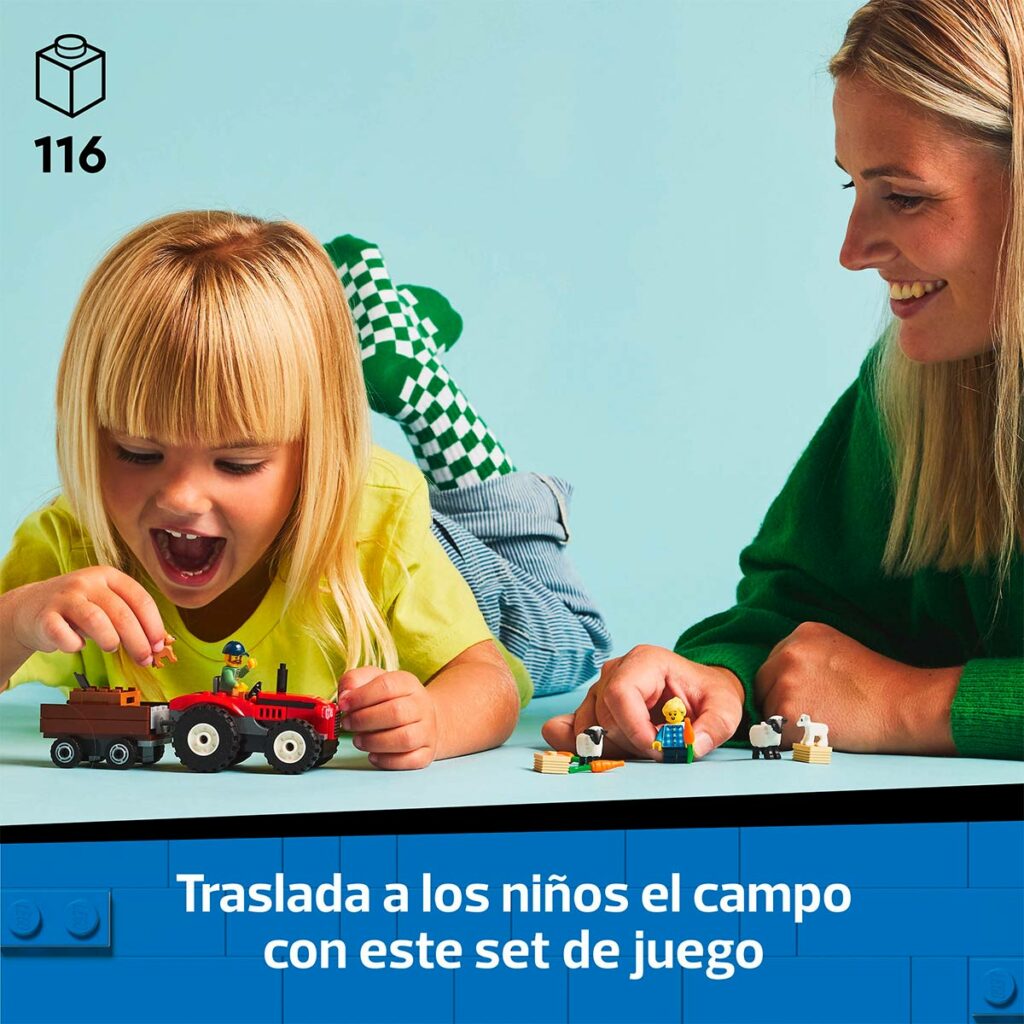 Tractor Rojo con Remolque y Oveja | Lego City 60461