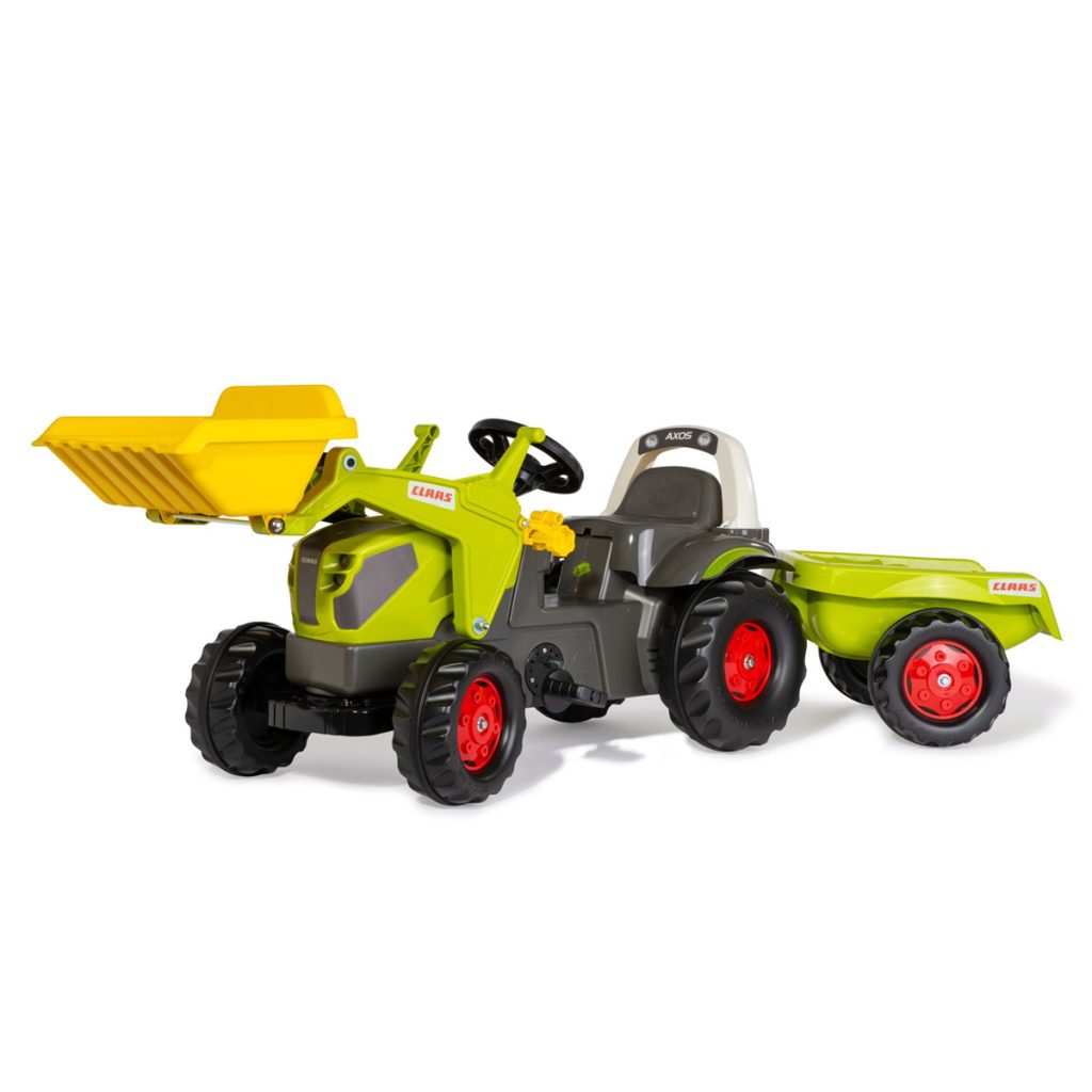 Tractor de Pedales rollyKid Claas Axos 240 con Pala y Remolque | Rolly Toys 025169