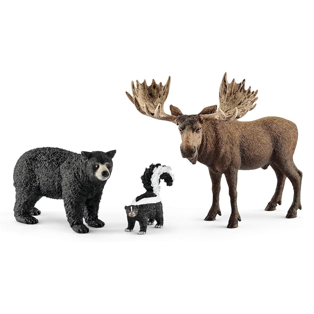 schleich-41456 Habitantes del Bosque | Alce, Oso Negro y Mofeta