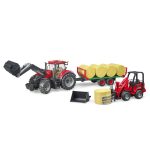 Tractor Case IH Optum 300 CVX con Remolque de Pacas y Pala Schäffer – Ref. Bruder 3198 PLUS