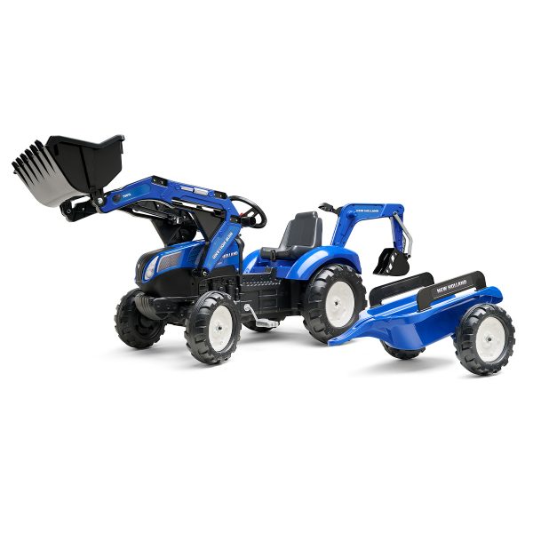 Tractor de Pedales New Holland T8 con Remolque, Retroexcavadora y Pala | Falk 3090Y