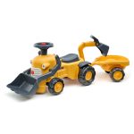 Correpasillos Excavadora Vintage Komatsu con Pala, Retroexcavadora y Remolque | Falk 916N