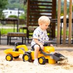 Correpasillos Excavadora Vintage Komatsu con Pala, Retroexcavadora y Remolque | Falk 916N