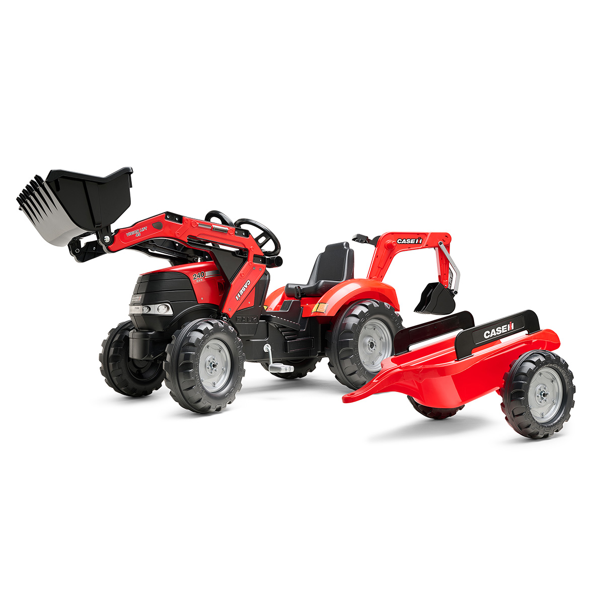 falk-996Y-1 Tractor de Pedales Case IH Puma 240CVX con Pala, Retroexcavadora y Remolque | Falk 996Y