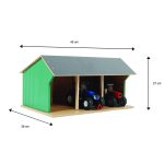 Cobertizo para Tractores de Juguete | 3 Plazas | Escala 1:32 Kids Globe 610193