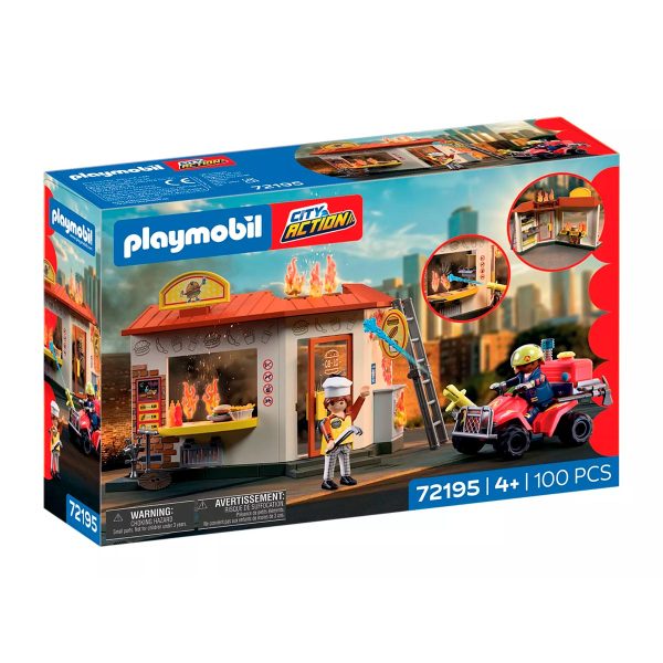 Quad de Bomberos con Hamburguesería en Llamas Playmobil City Action 72195