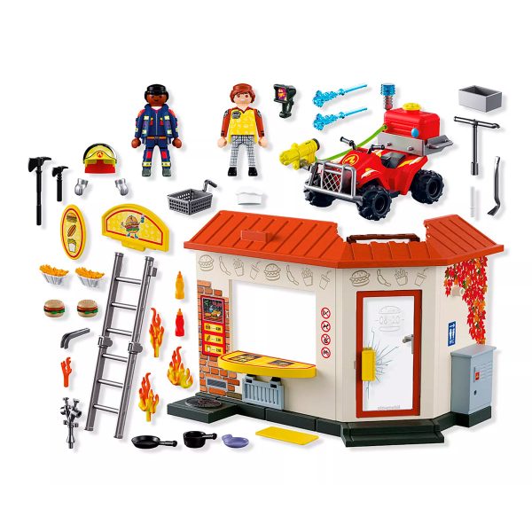 Quad de Bomberos con Hamburguesería en Llamas Playmobil City Action 72195
