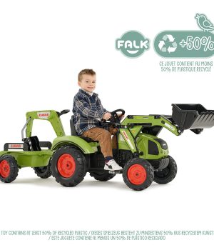 Tractor de Pedales Claas Arion 430 con Pala, Excavadora, Remolque | Falk 2070Y